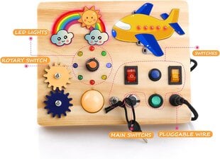 Aranee Montessori Busy Board laste puidust LED mänguasi цена и информация | Развивающие игрушки | kaup24.ee