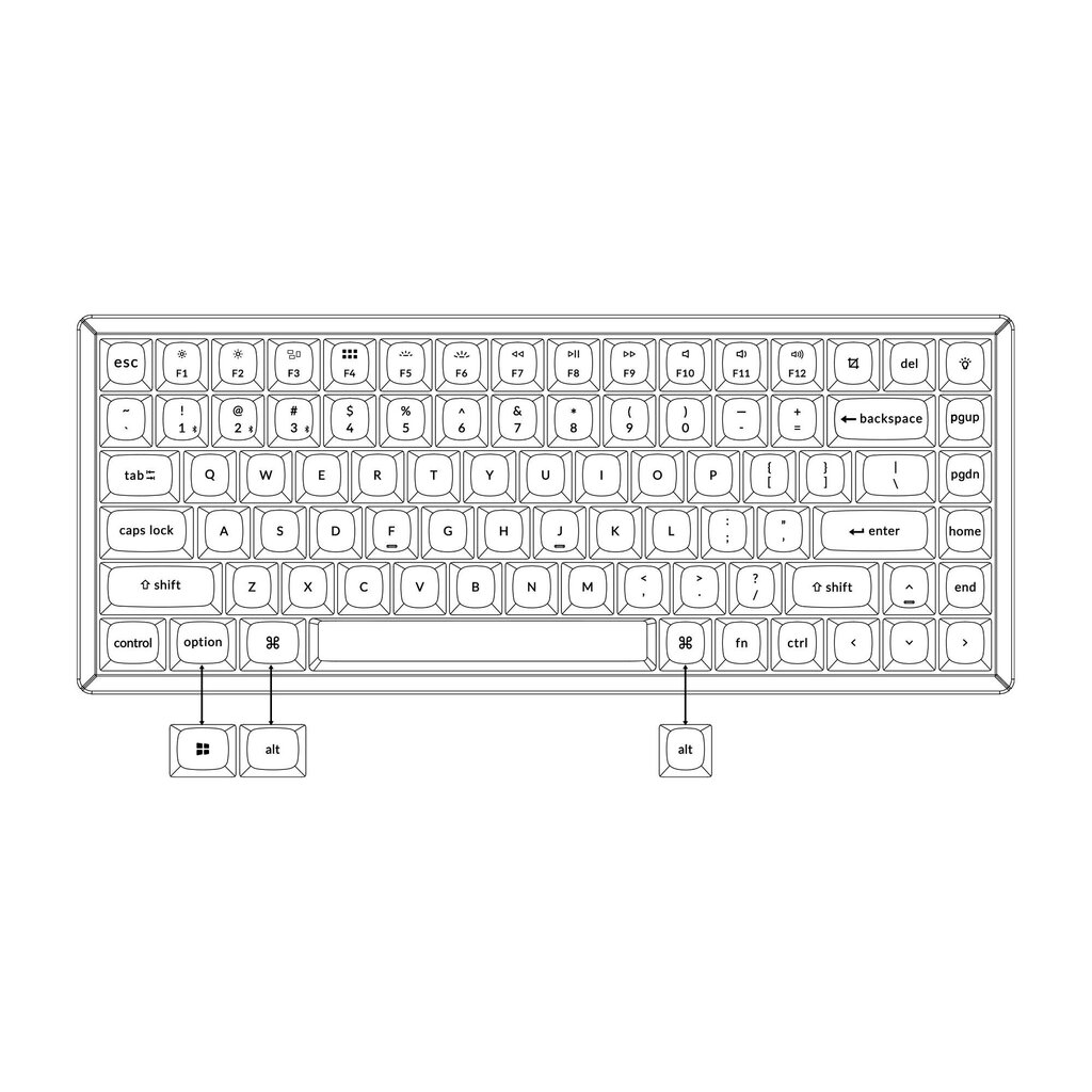 Mehaaniline klaviatuur Keychron K2 Pro kuumalt vahetatav Keychron K Pro mehaaniline sinine lüliti, valge taustvalgustusega plastikraam hind ja info | Klaviatuurid | kaup24.ee
