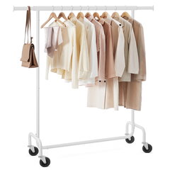 Вешалка для одежды на колесиках, белая цена и информация | Вешалка | kaup24.ee