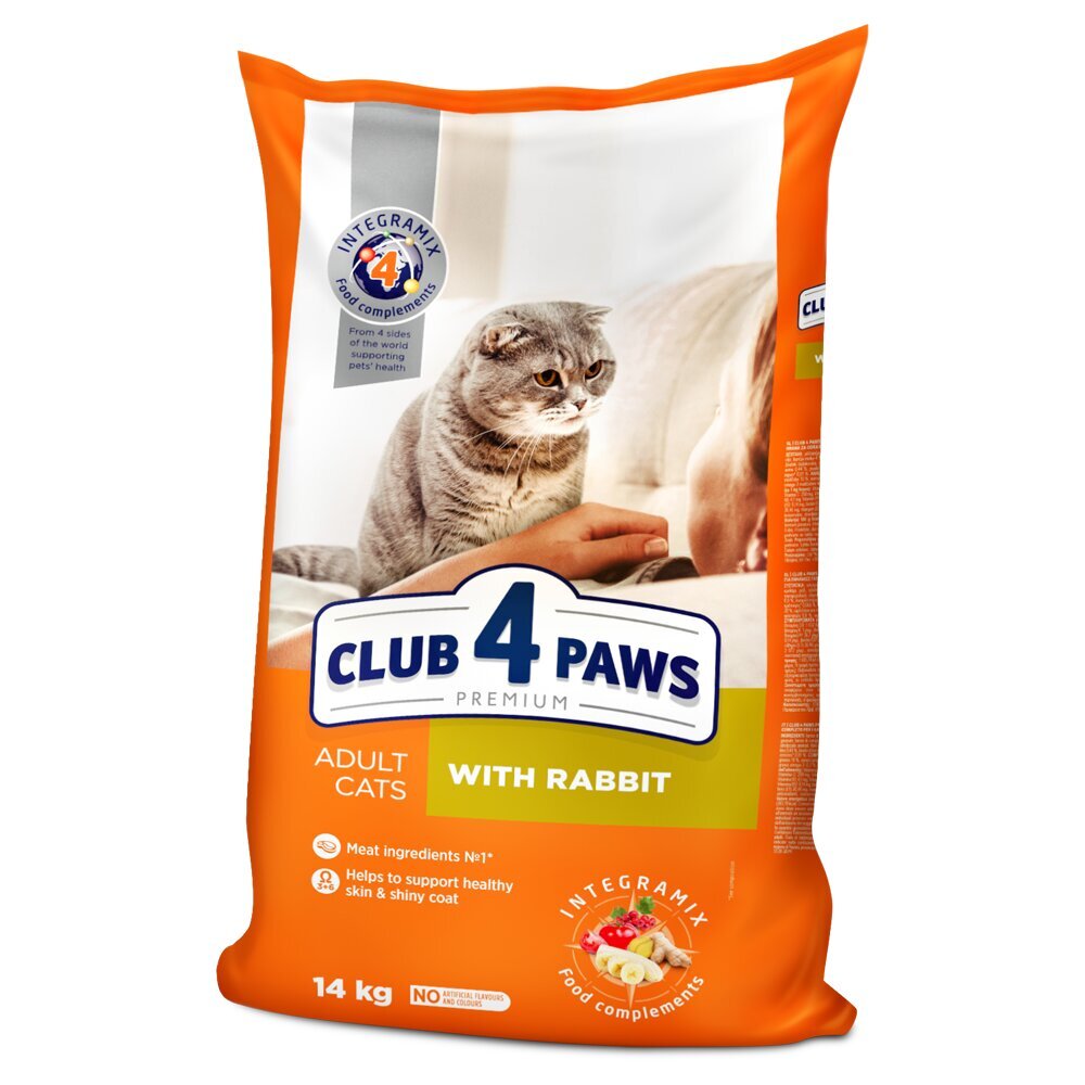 Club 4 Paws Premium täissööt täiskasvanud kassidele koos küülikuga, 14kg цена и информация | Kuivtoit kassidele | kaup24.ee