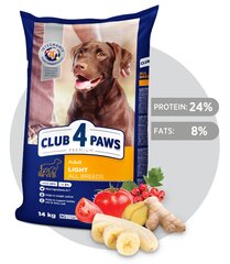 Club 4 Paws Premium kuivtoit täiskasvanutele, kõikidele tõugudele kehakaalu kontrollimiseks "Light" , 14kg hind ja info | Kuivtoit koertele | kaup24.ee