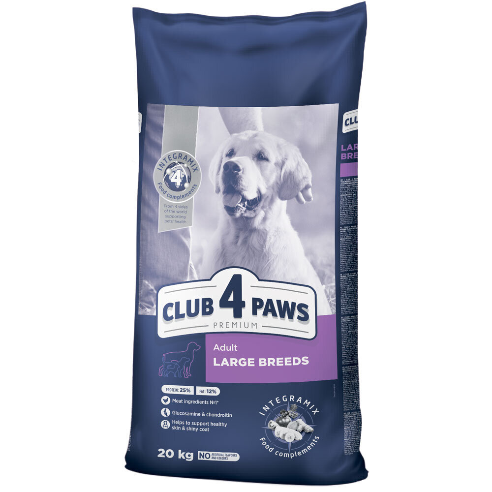 Club 4 Paws Premium kuivtoit täiskasvanud suurtele tõugudele, 20kg цена и информация | Kuivtoit koertele | kaup24.ee