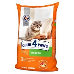 CLUB 4 PAWS PREMIUM полнорационный сухой корм для взрослых кошек с курицей, 14 кг цена и информация | Сухой корм для кошек | kaup24.ee