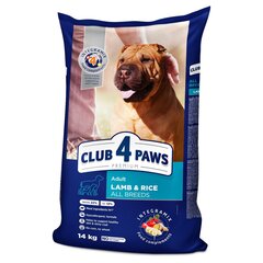 CLUB 4 PAWS Premium полнорационный сухой корм для взрослых собак всех пород с ягненком и рисом, 14 кг цена и информация | Сухой корм для собак | kaup24.ee