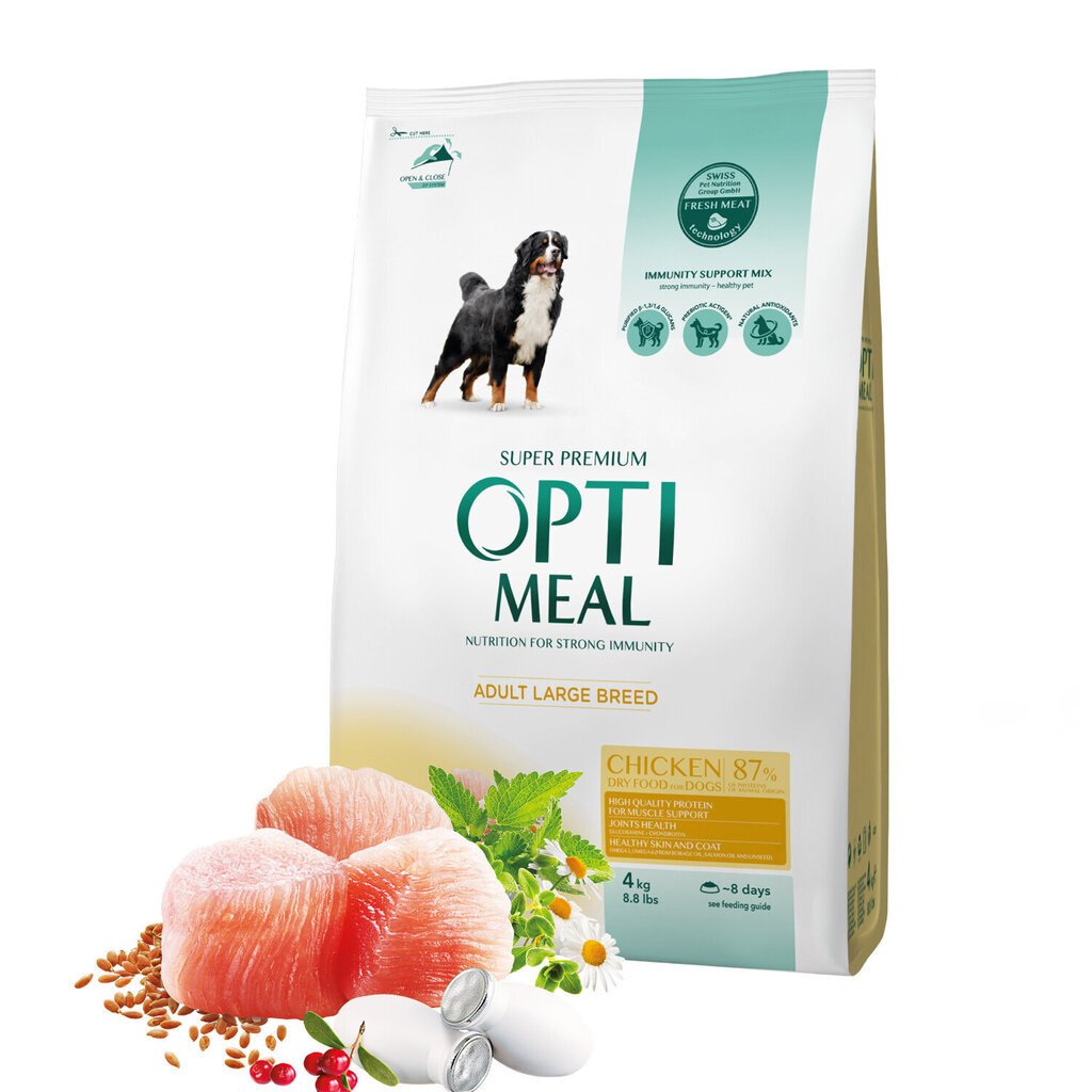 Optimeal™. Super Premium Complete kuivtoit täiskasvanud suurt tõugu koertele kanaga, 4 kg hind ja info | Kuivtoit koertele | kaup24.ee