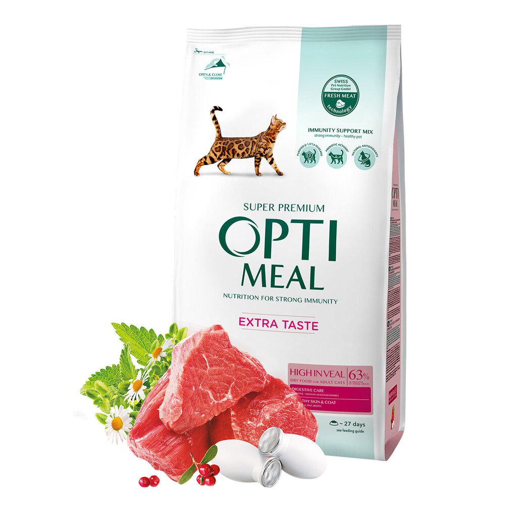 Optimeal™. Super Premium Complete kuivtoit täiskasvanud kassidele - vasikaliha 1,5kg цена и информация | Kuivtoit kassidele | kaup24.ee