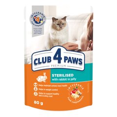 Club 4 Paws Premium полнорационный консервированный корм для взрослых стерилизованных кошек с кроликом в желе, 80 г х 24 шт. цена и информация | Кошачьи консервы | kaup24.ee