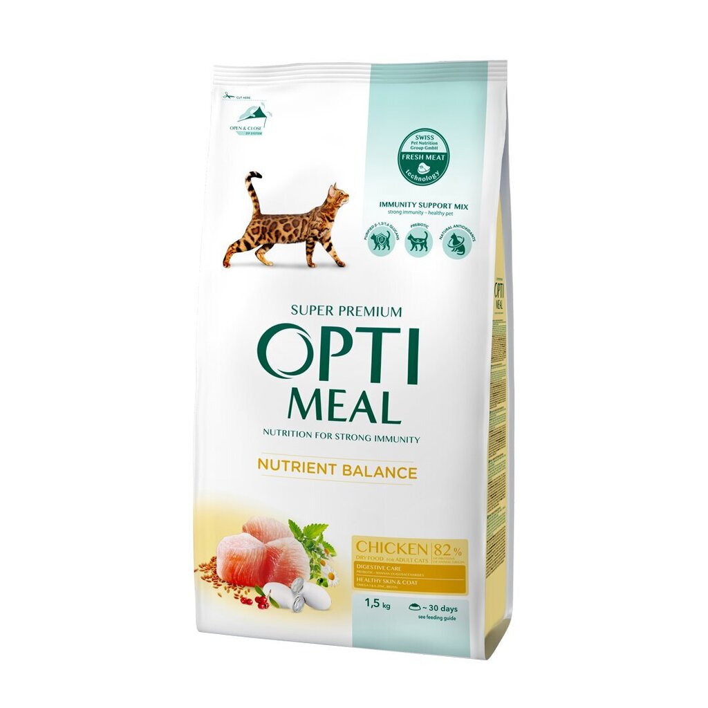 Optimeal täiskasvanud kassidele kanaga, 1,5 kg hind ja info | Kuivtoit kassidele | kaup24.ee