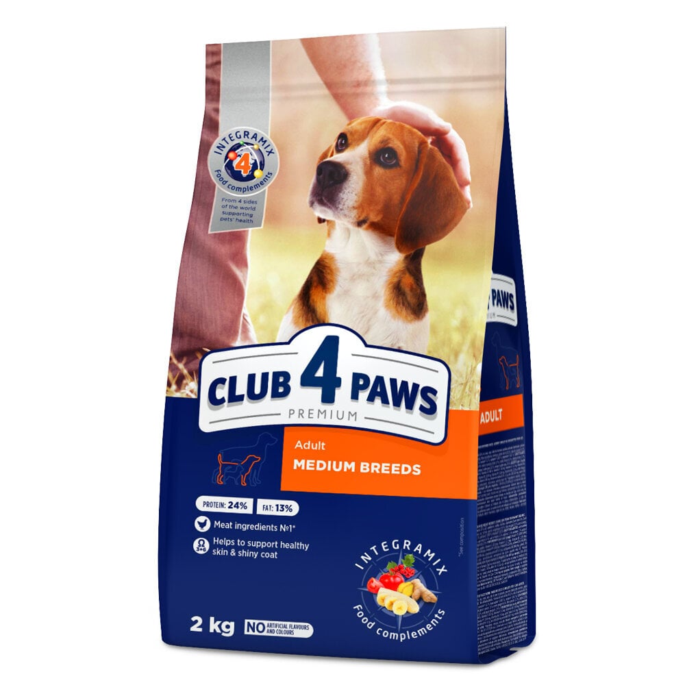 Club 4 Paws Premium täiskasvanud keskmist tõugu koertele, 2 kg hind ja info | Kuivtoit koertele | kaup24.ee
