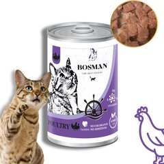 Bosman täismärg toit täiskasvanud kassidele linnulihaga 24 x 415 g цена и информация | Кошачьи консервы | kaup24.ee