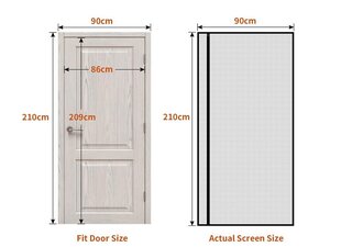Москитная сетка для дверей Магнитная защитная сетка 90x210 см черная цена и информация | Москитные сетки | kaup24.ee