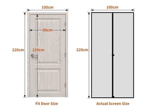 Москитная сетка для дверей Магнитная защитная сетка 100x220 см черная цена и информация | Москитные сетки | kaup24.ee