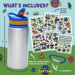 DIY детская бутылка для воды с наклейками бидон 600 мл цена и информация | Фляги для воды | kaup24.ee
