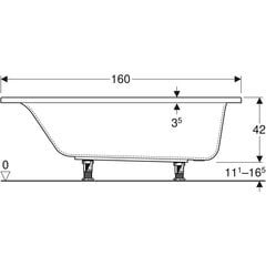 Geberit akrüülvann Selnova jalgadega 160x75 cm. 554.283.01.1 цена и информация | Ванночки | kaup24.ee