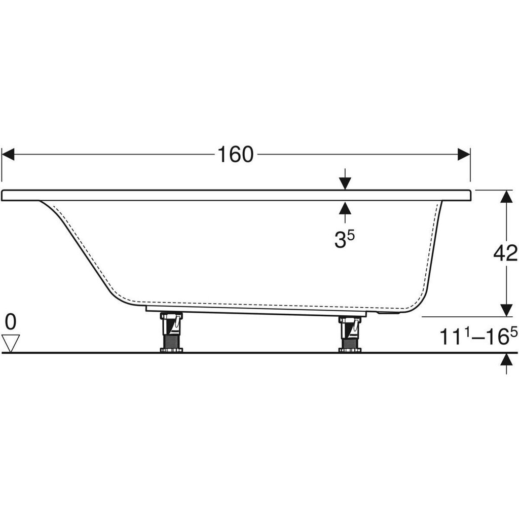 Geberit akrüülvann Selnova jalgadega 160x75 cm. 554.283.01.1 hind ja info | Vannid | kaup24.ee