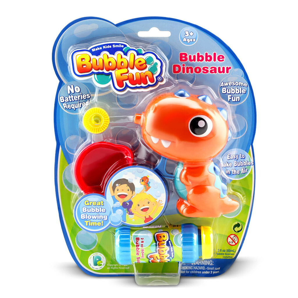 Seebimullide puhumismasin Dinosaur Bubble Fun, oranž, 12x5,5x11 cm hind ja info | Mänguasjad (vesi, rand ja liiv) | kaup24.ee