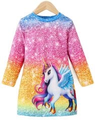 Kleit tüdrukutele Unicorn, värviline hind ja info | Tüdrukute kleidid | kaup24.ee