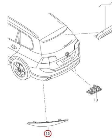 Tagumine põrkeraud vasak helkur VW kombi 5G9945105 цена и информация | Lisaseadmed | kaup24.ee