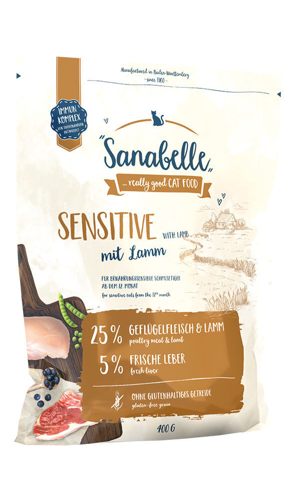 Kassitoit lambalihaga Sanabelle Sensitive Lamb, 400 g hind ja info | Kuivtoit kassidele | kaup24.ee