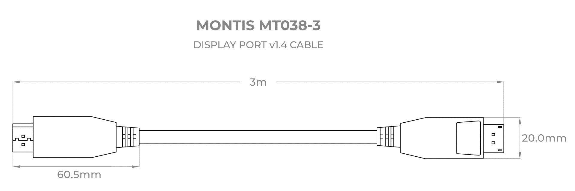 Montis DisplayPort, 3 m цена и информация | Kaablid ja juhtmed | kaup24.ee