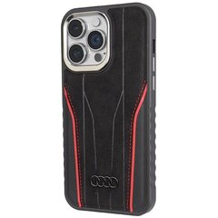 Audi Genuine Leather MagSafe iPhone 14 Pro Max 6.7" czarno-czerwony|black-red hardcase AU-TPUPCMIP14PM-R8|D3-RD цена и информация | Чехлы для телефонов | kaup24.ee