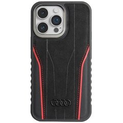 Audi Genuine Leather MagSafe iPhone 15 Pro 6.1" czarno-czerwony|black-red hardcase AU-TPUPCMIP15P-R8|D3-RD цена и информация | Чехлы для телефонов | kaup24.ee