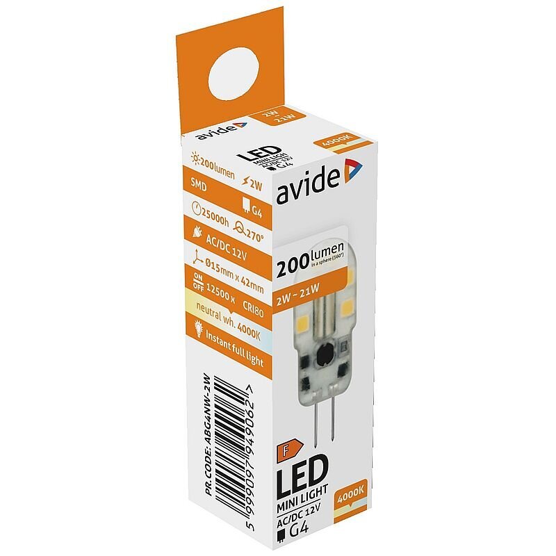 LED-lamp Avide 2W G4 4000K hind ja info | Lambipirnid, lambid | kaup24.ee
