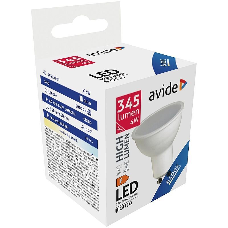 LED-lamp Avide 4W GU10 6400K цена и информация | Lambipirnid, lambid | kaup24.ee