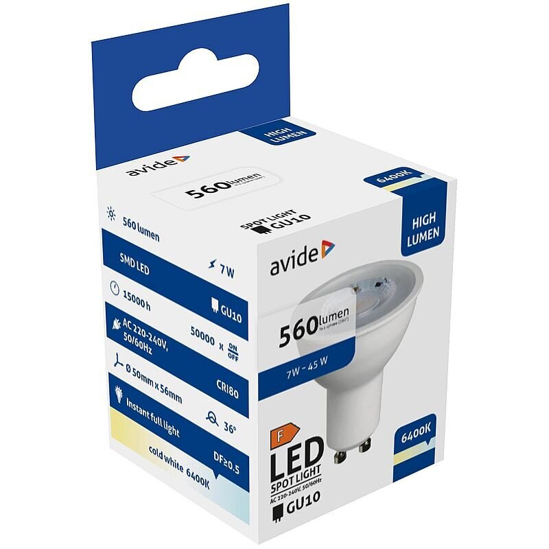 LED lamp Avide 7W GU10 36° 6400K hind ja info | Lambipirnid, lambid | kaup24.ee