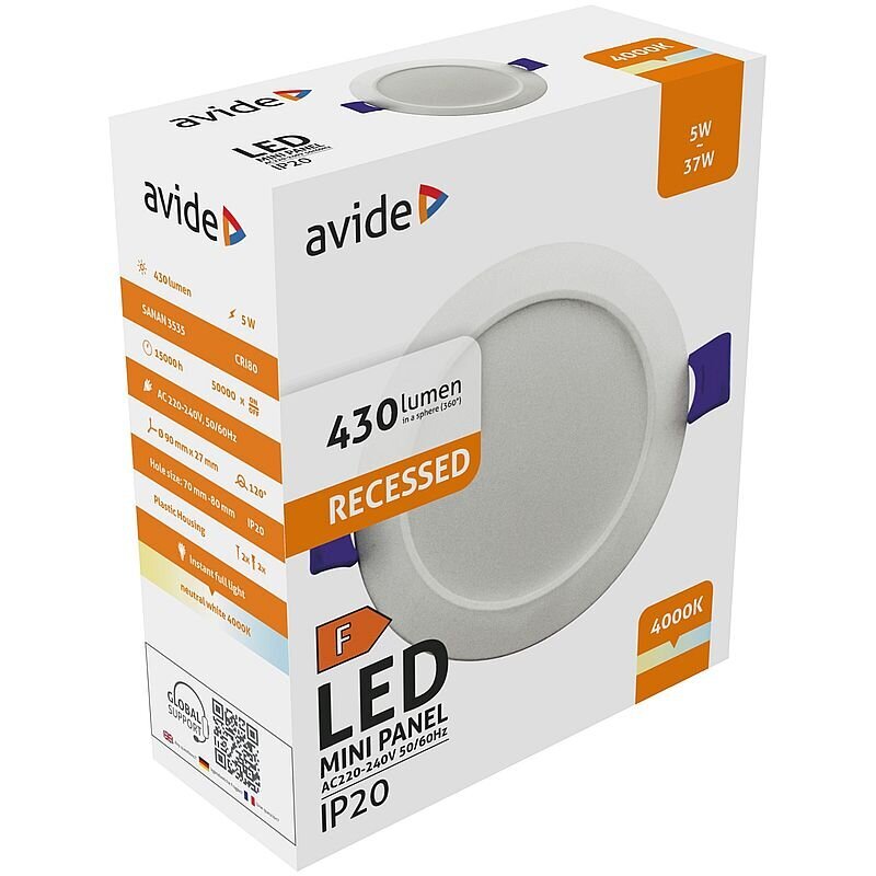 Avide LED Laevalgusti 5W 4000K, ümmargune цена и информация | Süvistatavad ja LED valgustid | kaup24.ee