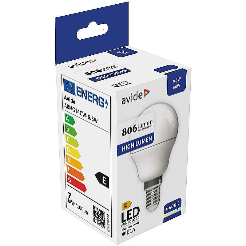 Avide LED pirn 6,5W G45 E14 6400K цена и информация | Lambipirnid, lambid | kaup24.ee