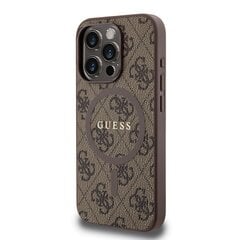 Guess PU Leather 4G Colored Ring MagSafe Case for iPhone 15 Pro Max Brown цена и информация | Чехлы для телефонов | kaup24.ee