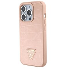 Guess GUHCP15XPCRTHCP iPhone 15 Pro Max różowy|pink hardcase Croco Triangle Metal Logo hind ja info | Telefoni kaaned, ümbrised | kaup24.ee