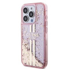 Guess PC|TPU Liquid Glitter Gold Stripe Case for iPhone 15 Transparent цена и информация | Чехлы для телефонов | kaup24.ee