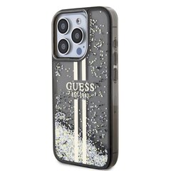 Guess PC|TPU Liquid Glitter Gold Stripe Case for iPhone 15 Pro Max Black цена и информация | Чехлы для телефонов | kaup24.ee