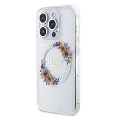 Guess PC|TPU Flowers Ring Glossy Logo MagSafe Case for iPhone 15 Pro Max Transparent цена и информация | Чехлы для телефонов | kaup24.ee