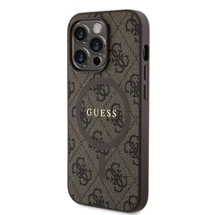 Guess PU Leather 4G Colored Ring MagSafe Case for iPhone 14 Pro Brown цена и информация | Чехлы для телефонов | kaup24.ee