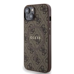 Guess PU Leather 4G Colored Ring MagSafe Case for iPhone 15 Pro Max Black цена и информация | Чехлы для телефонов | kaup24.ee