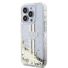 Guess PC|TPU Liquid Glitter Gold Stripe Case for iPhone 15 Transparent цена и информация | Чехлы для телефонов | kaup24.ee