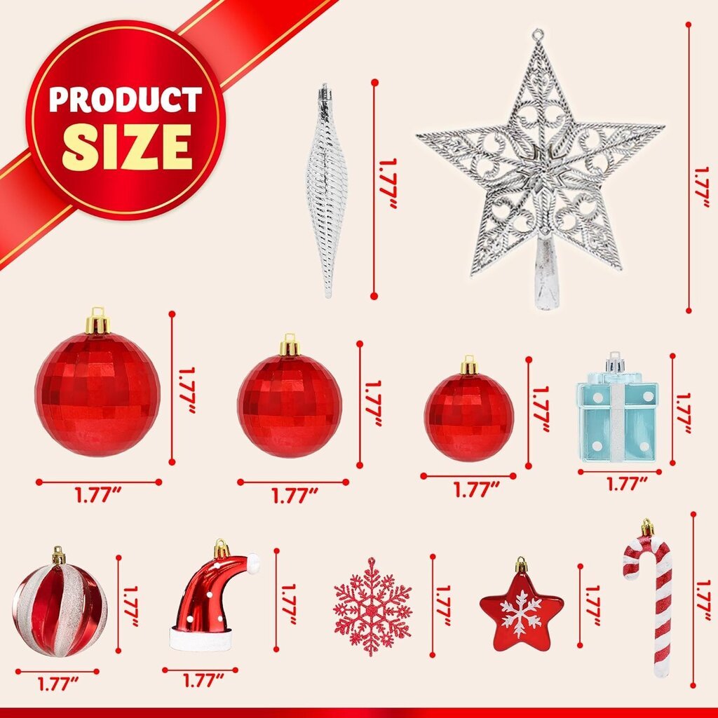 Jõulupuu kuusepallid Jõulukaunistused Tähe komplekt 132tk Segatud kujundusega hind ja info | Kuuseehted | kaup24.ee