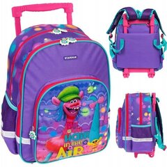 Ratastega kooli seljakott Starpak Trolls 372621, lilla, 38x30x17 cm цена и информация | Школьные рюкзаки, спортивные сумки | kaup24.ee