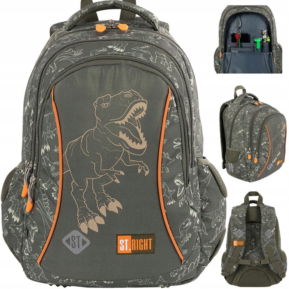 Kooli seljakott St.Right BP-26 T-Rex Junior 654015, 39x27x17 cm цена и информация | Koolikotid, sussikotid | kaup24.ee