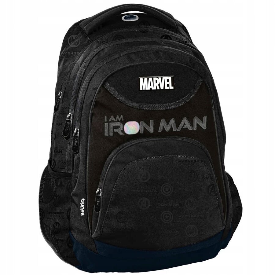 Kooli seljakott BeUniq Iron Man must AV23SS-2708, 40x30x18 cm hind ja info | Koolikotid, sussikotid | kaup24.ee