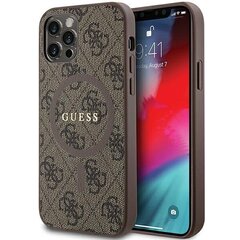 Guess GUHMP12MG4GFRW iPhone 12|12 Pro 6.1" brązowy|brown hardcase 4G Collection Leather Metal Logo MagSafe цена и информация | Чехлы для телефонов | kaup24.ee