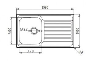 Pyramis kraanikauss Pyramis Fedra 86x50 1B 1D REV цена и информация | Раковины на кухню | kaup24.ee