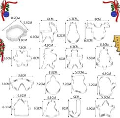 Формы для печенья Рождественские украшения 16 шт. разные формы цена и информация | Формы, посуда для выпечки | kaup24.ee