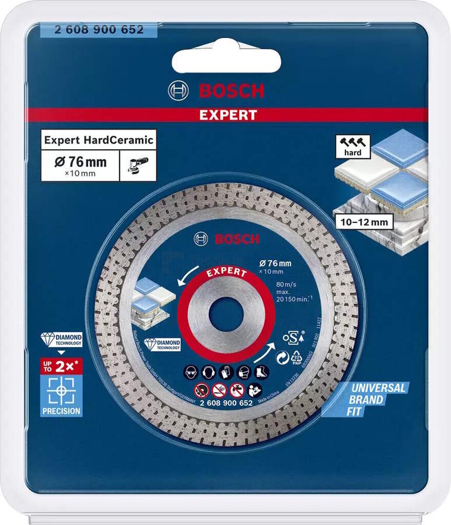 Teemantlõikeketas Bosch Expert HardCeramic 76 × 1,5 × 10 mm цена и информация | Käsitööriistad | kaup24.ee