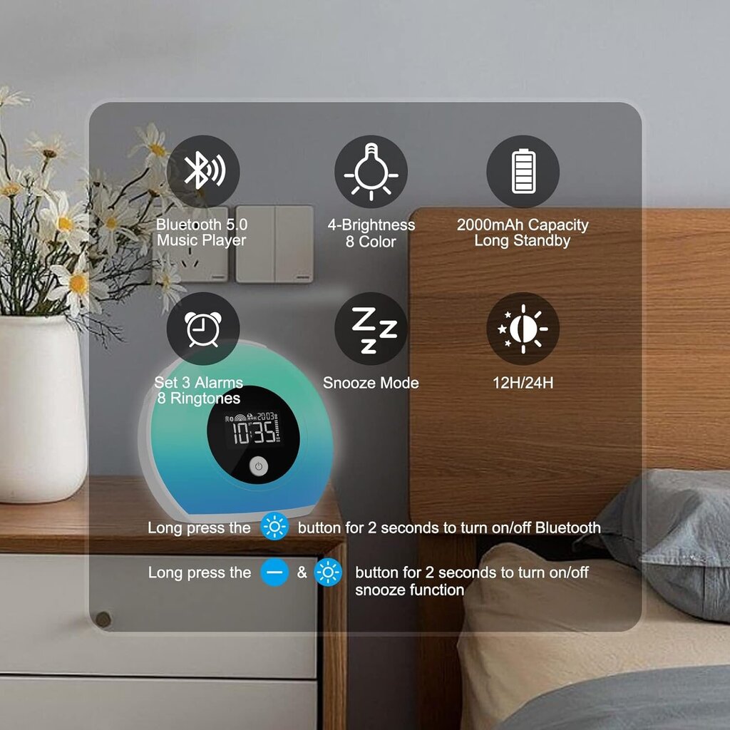 Будильник Световой Bluetooth будильник Uplayteck, SG1, RGB, белый цена |  kaup24.ee