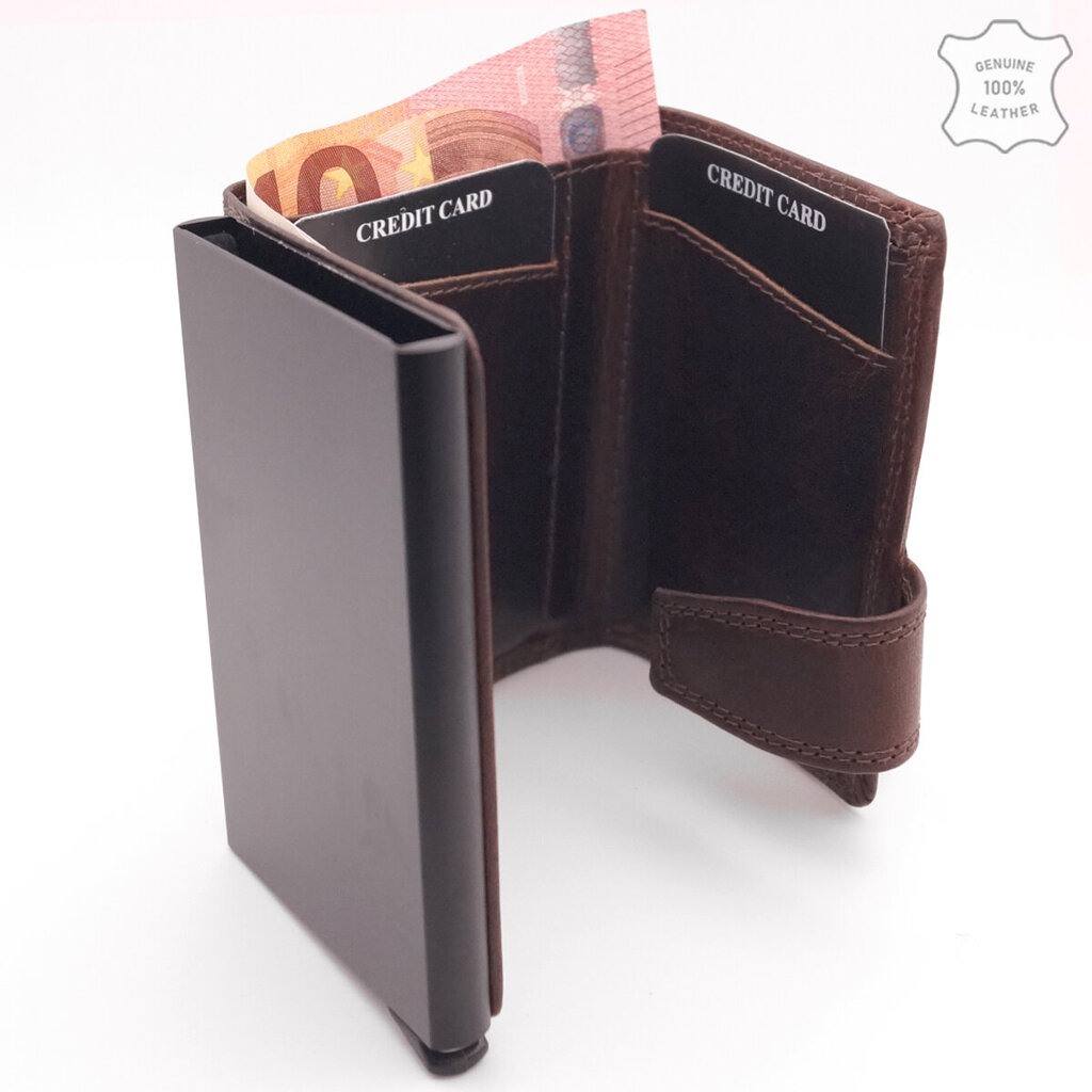 Nahast kaardihoidja RFID Leonardo Verrelli®, pruun hind ja info | Meeste rahakotid | kaup24.ee