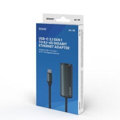 Adapteris Savio USB-C 3.1 Gen 1 - RJ-45 Gigabit Ethernet цена и информация | Адаптер Aten Video Splitter 2 port 450MHz | kaup24.ee